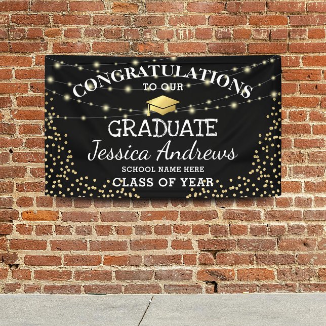 Stylish Black & Gold Class 2025 Abschluss Banner (Von Creator hochgeladen)