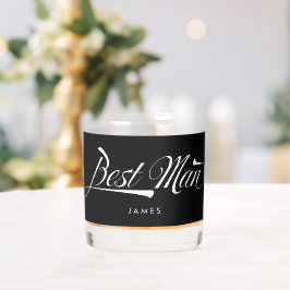Stylish Black Retro Typography Best Man Groomsmen Whiskyglas