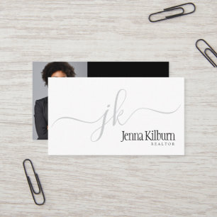 Stylish Black Script Realtor Visitenkarte
