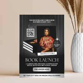 Stylish Black & Silver Author Book Launch Release Flyer