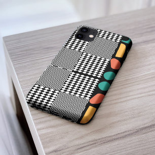Stylish black & white Greek key colorful Abstract iPhone 16 Pro Max Hülle