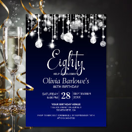 Stylish Blue 80. Geburtstagsparty Einladung