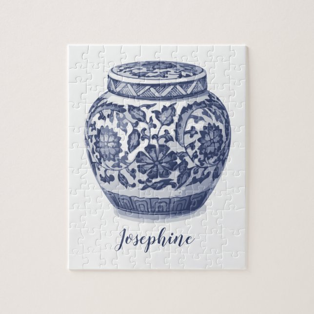 Stylish Blue and White Ginger Jar Print (Vertikal)
