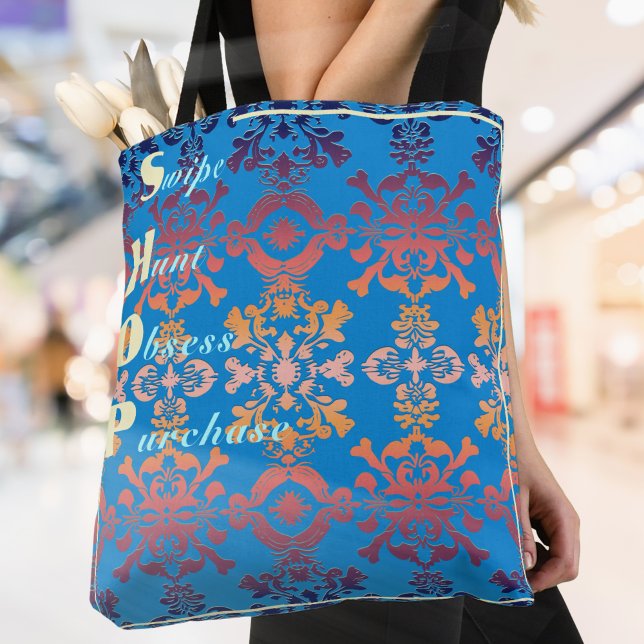 Stylish Blue Damask Tasche (Von Creator hochgeladen)
