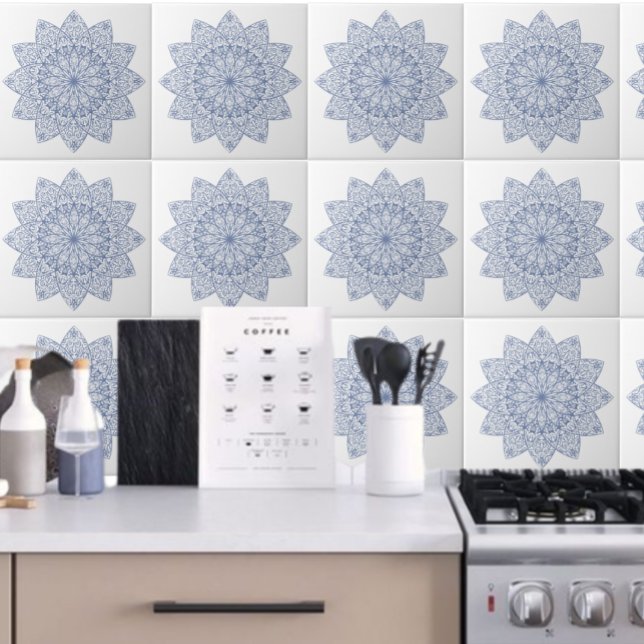 Stylish Blue Geometric pattern Ceramic Tile Fliese (Von Creator hochgeladen)