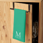 Stylish Blue Green Modern Template Monogram Name Geschirrtuch<br><div class="desc">Your Custom Text And Color Blue Green Monogram / Monogrammed Name Elegant Modern Chic Kitchen & Dining / Table & Kitchen Linens / Initial Name Personalized Template Kitchen Towel.</div>