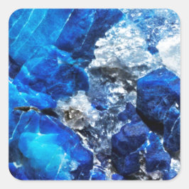 Stylish Blue Marble Stone Quadratischer Aufkleber