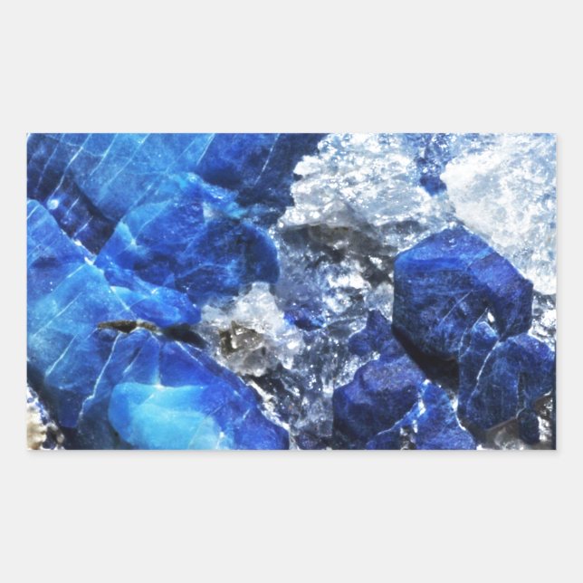 Stylish Blue Marble Stone Rechteckiger Aufkleber (Vorderseite)