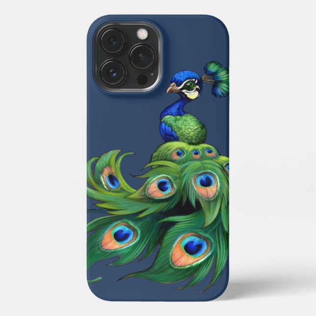 Stylish Blue Peacock iPhone 13 Pro Max Hülle (Rückseite)