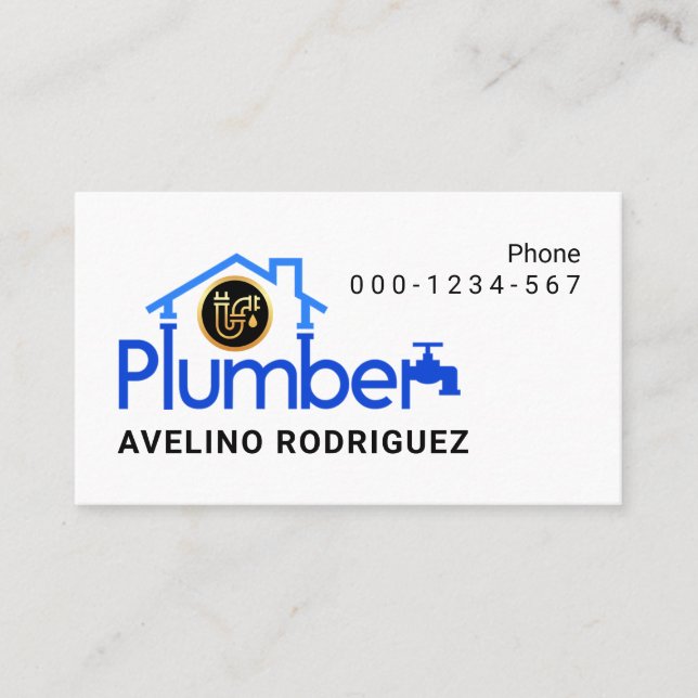 Stylish Blue Plumber Pipes Home Frame Visitenkarte (Vorderseite)