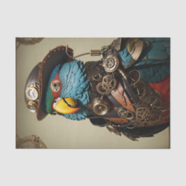Stylish Blue Steampunk Parrot Seidenpapier