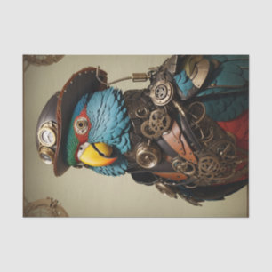 Stylish Blue Steampunk Parrot Seidenpapier