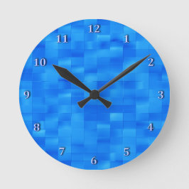 Stylish Blue Subway Tile Bathroom Accessory Runde Wanduhr