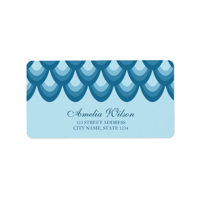 Stylish Blue Teardrop Geometric Address Label Adressaufkleber (Vorne)