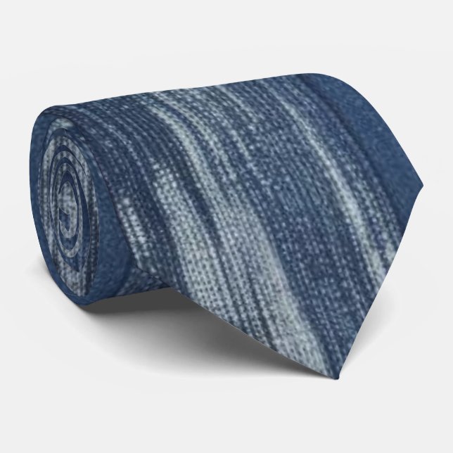 Stylish Blue Wash Denim Neck Tie Krawatte (Gerollt)