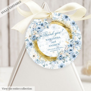 Stylish Boho Pastel Blue Gold Wedding Vielen Dank Geschenkanhänger