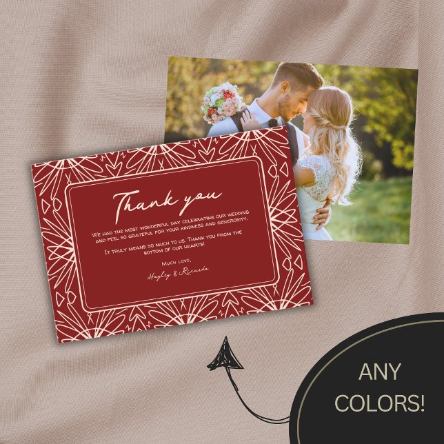 Stylish Boho Patterned Mariage Merci Cartes (Créateur téléchargé)