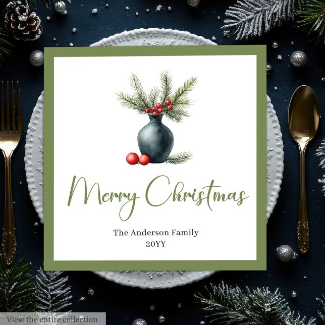 Stylish Boho Rustic Christmas Bouquet Dinner  Serviette (Stylish Boho Rustic Christmas Bouquet Dinner Napkins)