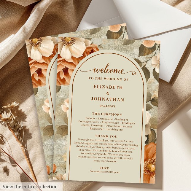 Stylish Boho Rusty Ivory Sage Floral Wedding Plan Programm (Stylish Boho Rusty Ivory Sage Floral Wedding Program)