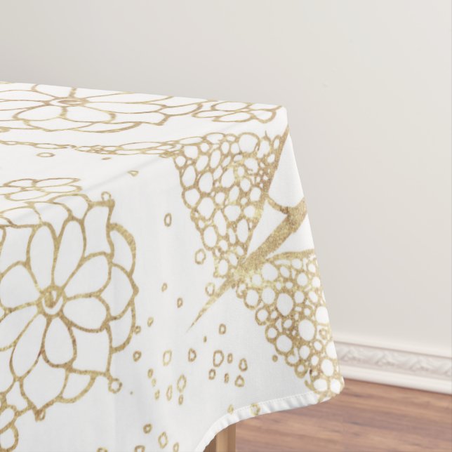 Stylish Boho White Gold Mandala Floral Tischdecke (Beispiel)