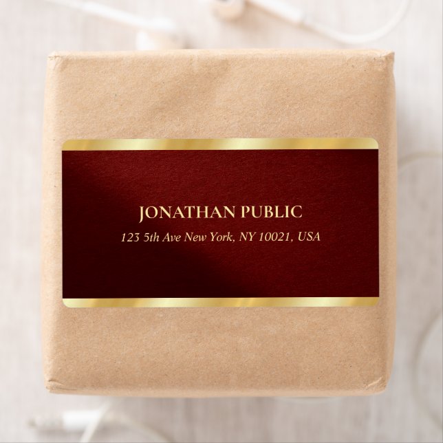 Stylish Bordeaux & Gold Text Template Shipping (Insitu)