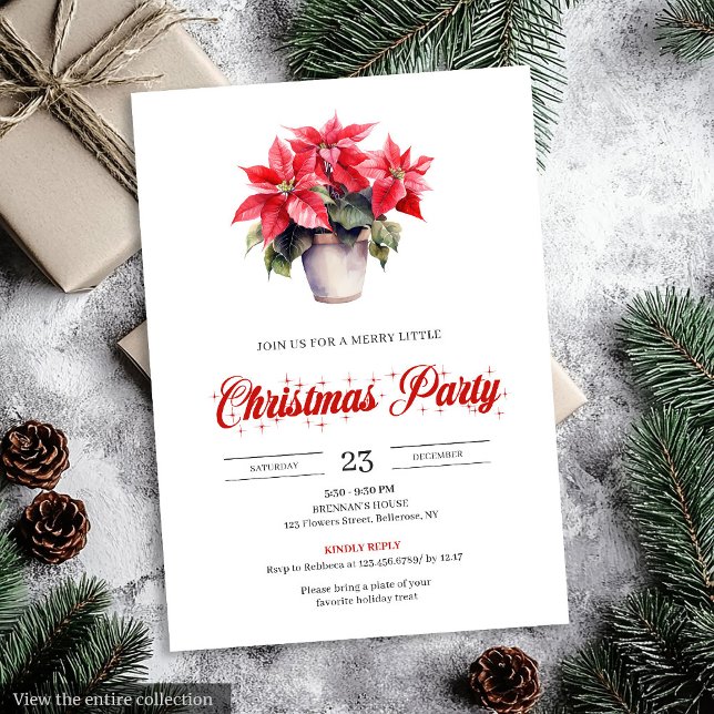 Stylish Botanical Watercolor Holiday Christmas  Einladung (Stylish Botanical Watercolor Holiday Christmas Invitation)