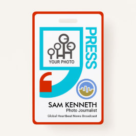 Stylish Bright Quotter Mark Motif Press Reporter Ausweis