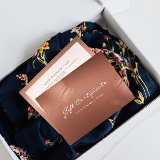 Stylish Bronze Business Gift Certificate Card Dankeskarte