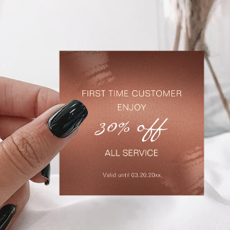 Stylish Bronze Logo First Time Discount Card Quadratische Visitenkarte
