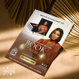 Stylish Brown & Gold Author Book Launch Release Flyer