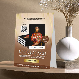 Stylish Brown & Gold Author Book Launch Release Tischaufsteller