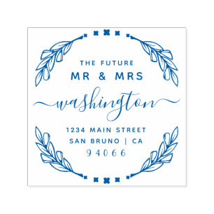 Stylish Calligraphy Future Mr. & Mrs. Rücksendeadr Permastempel