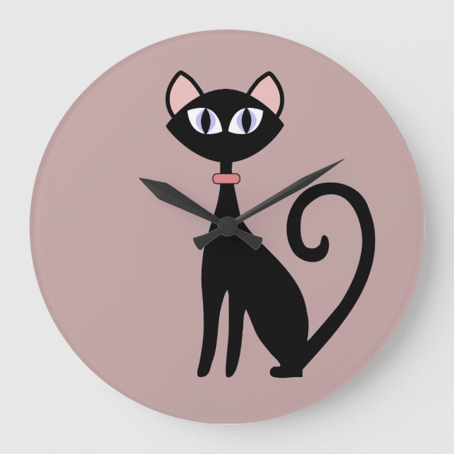 Stylish Cat Theme Wall Clocks Große Wanduhr (Vorderseite)