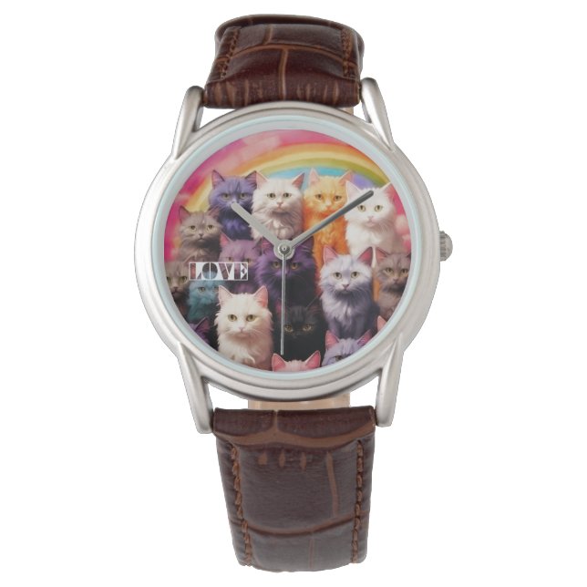 Stylish cat watch for cat lovers armbanduhr (Vorderseite)