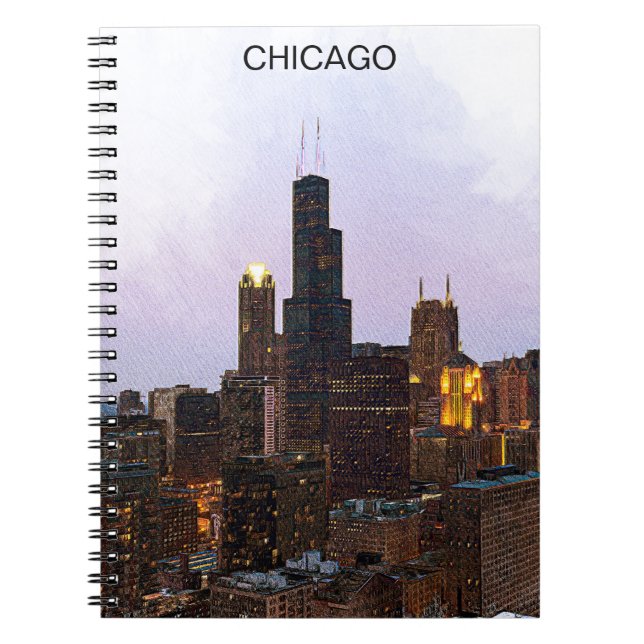 Stylish Chicago Skyline Illustration Notizblock (Vorderseite)