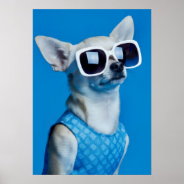 Stylish Chihuahua in Sunglasses Poster