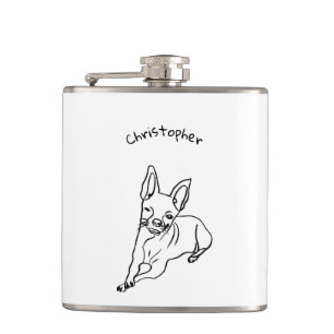 Stylish Chihuahua: Personalisierte Kunstlinie Flachmann