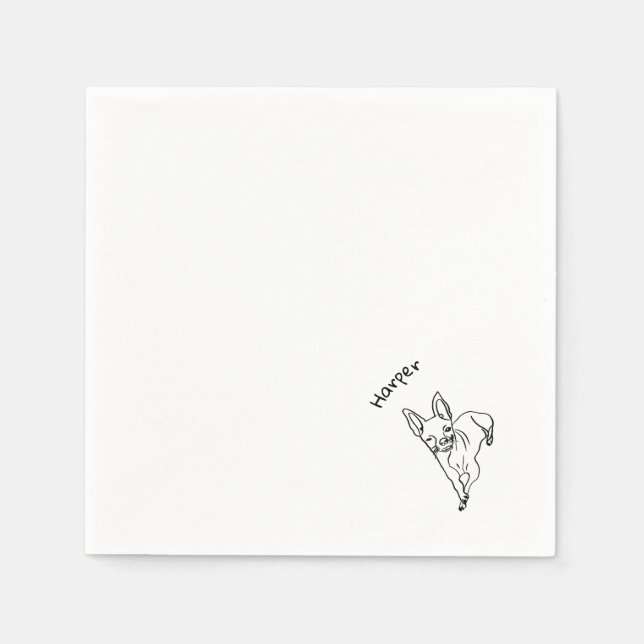 Stylish Chihuahua: Personalisierte Kunstlinie Serviette (Vorderseite)