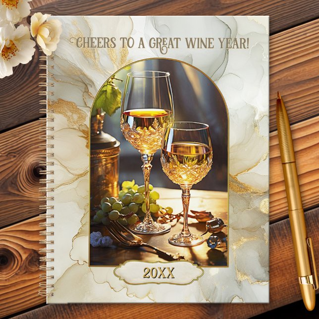 Stylish Classic Wine (A stylish artistic planner featuring two glasses of white in beautiful vintage glasses)