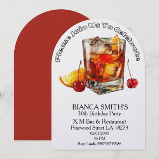 Stylish Cocktail Theme for Adult Birthday   Einladung