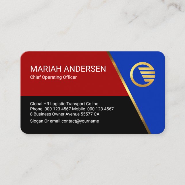 Stylish Colorful Blue Trapezium Business Owner Visitenkarte (Vorderseite)