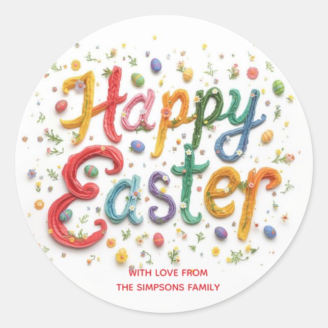 Stylish Colorful Floral Happy Easter Runder Aufkleber (Vorderseite)