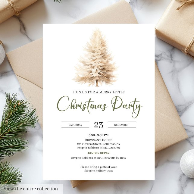 Stylish Cozy Sage Neutral Ivory Christmas Party Einladung (Stylish Cozy Sage Neutral Ivory Christmas Party Invitation)