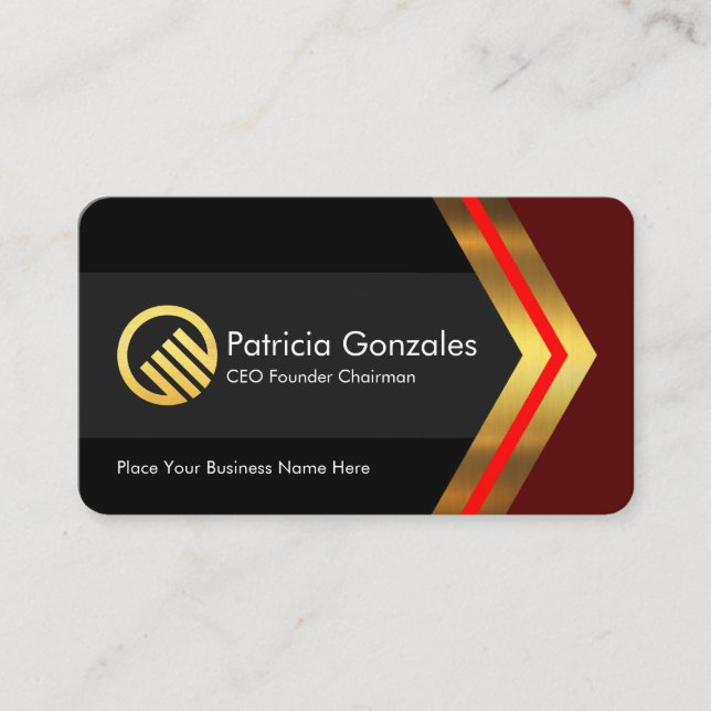 Stylish Creative Gold Arrowheads Business Owner Visitenkarte (Vorderseite)