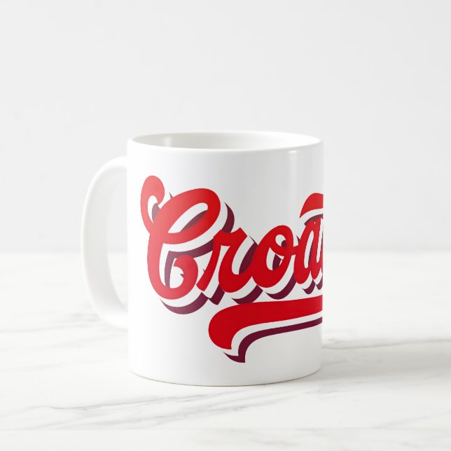 Stylish "Croatia" Typography Design Kaffeetasse (Vorderseite Links)