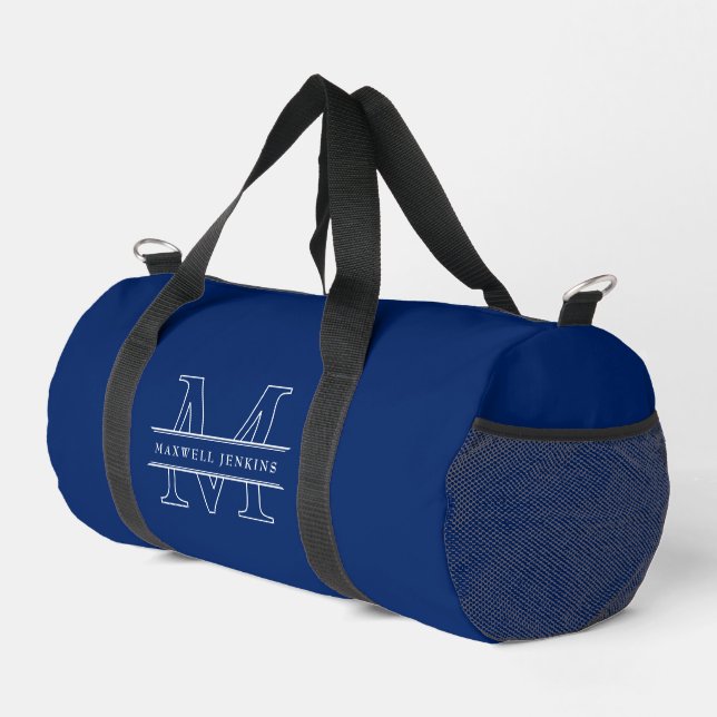 Stylish Custom Duffle Bag with Monogram & Name (Rechte Ecke)