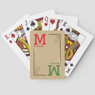 stylish custom initials - personalized red green spielkarten