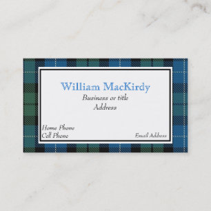 Stylish Custom MacKirdy Scottish Tartan Kariert Visitenkarte
