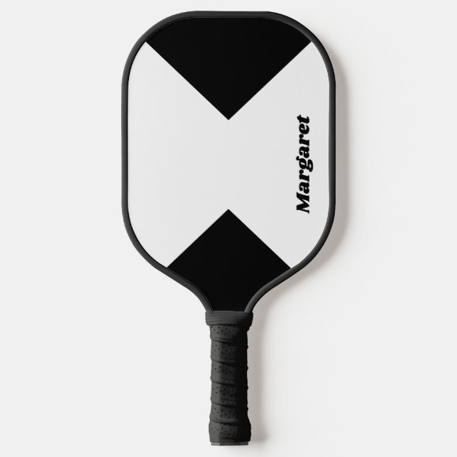 Stylish Custom Named Classic White with Black Pickleball Schläger (Vorderseite)