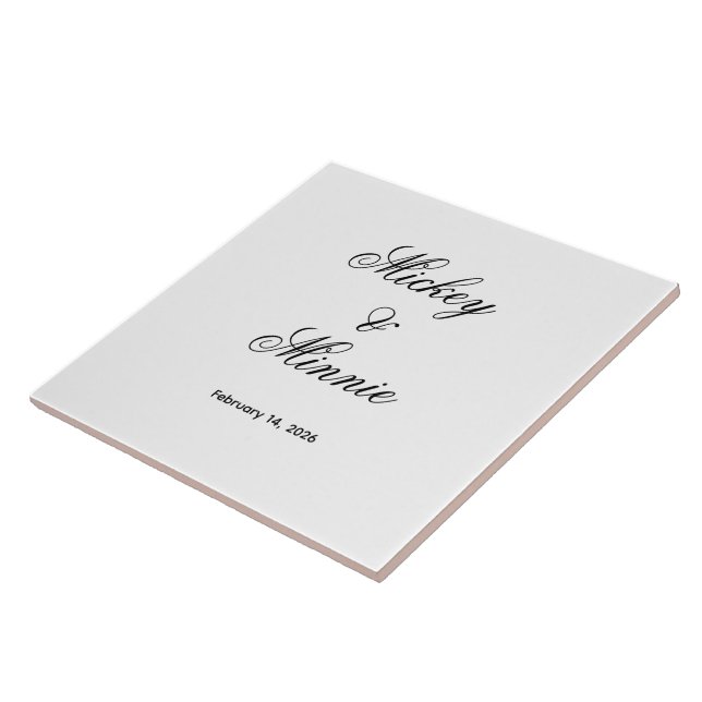 Stylish Custom Names and Date Decorative Fliese (Seite)